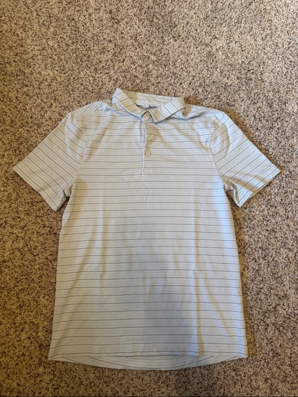 lululemon athletica Light Blue Striped Polo